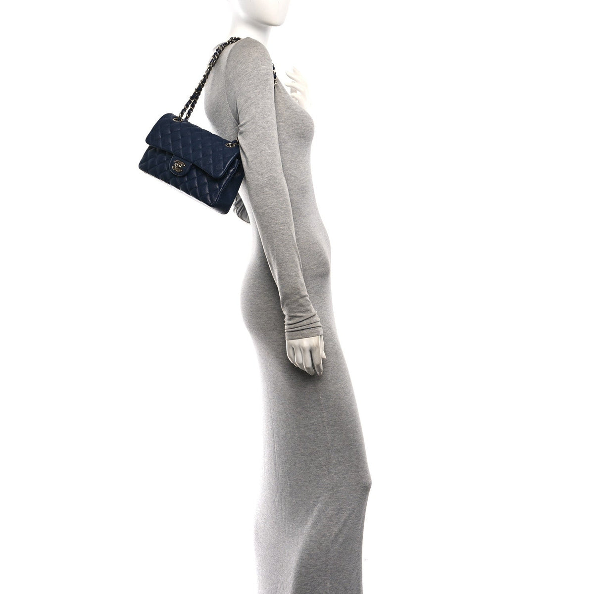 Caviar Quilted Small Double Flap Navy At My store