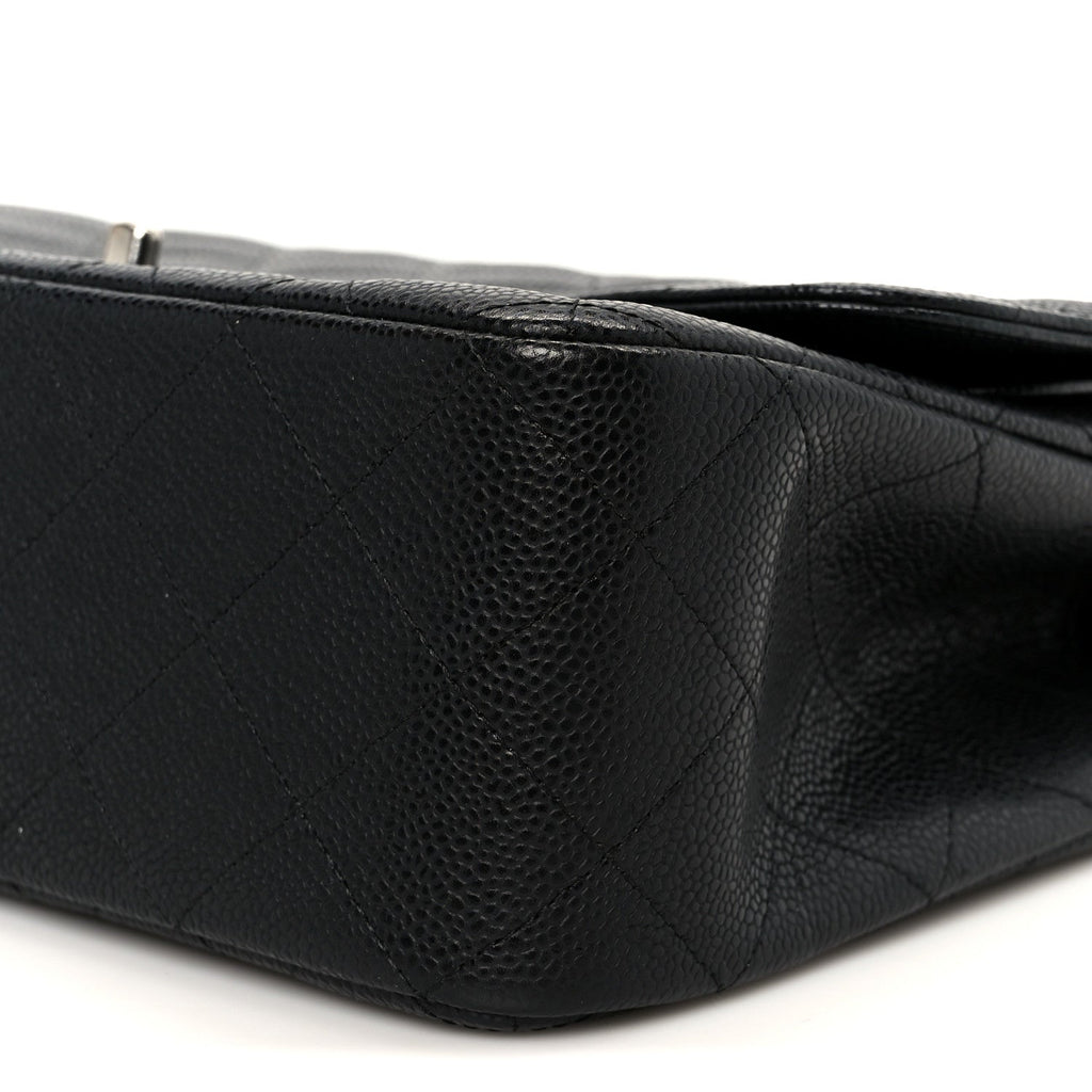 Caviar Quilted Jumbo Double Flap Black At My store