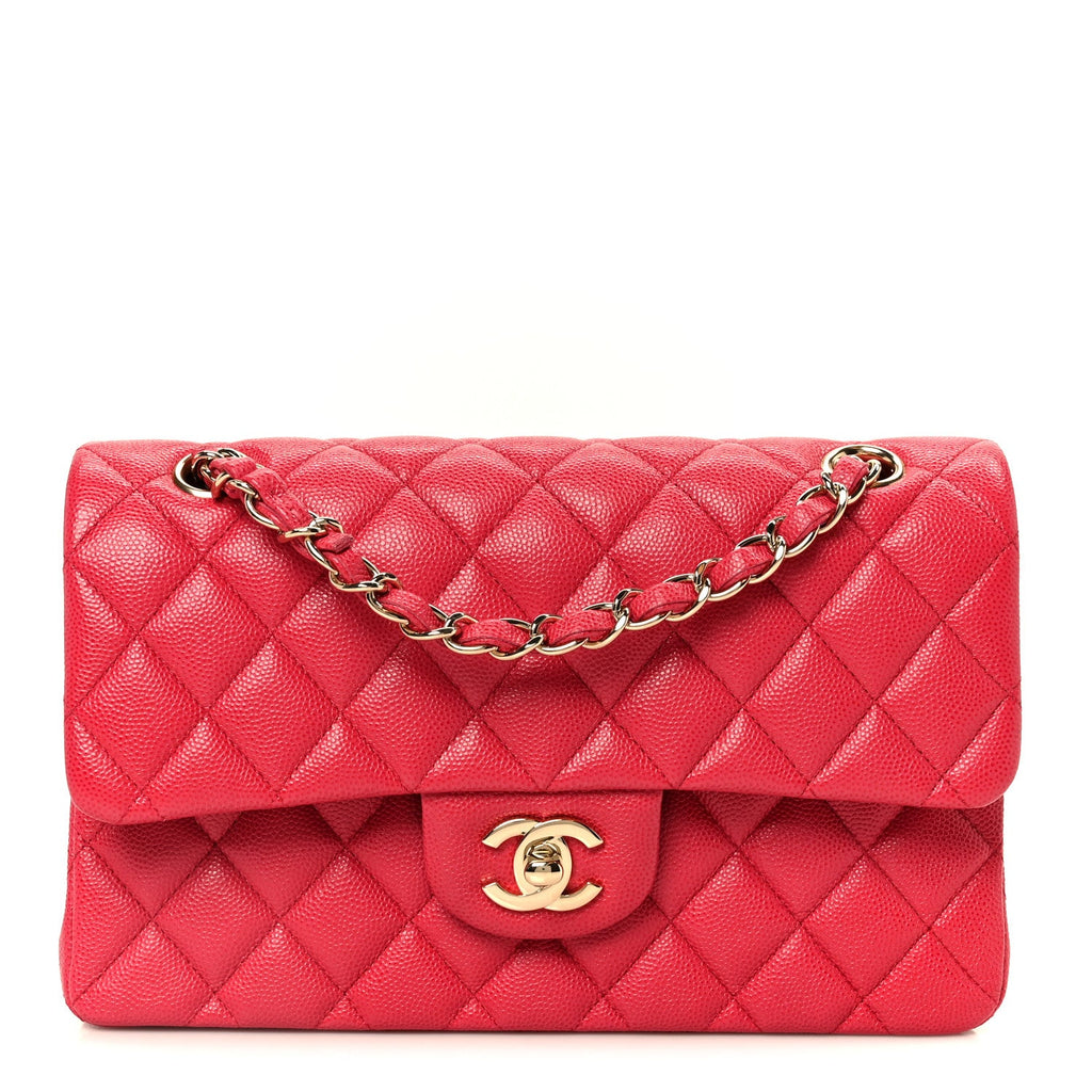 Caviar Quilted Small Double Flap Dark Pink At My store