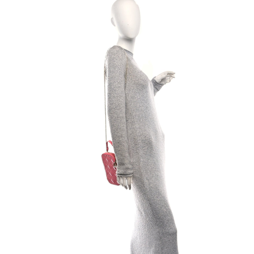 Patent Cannage Lady Dior Phone Holder Pink AT My store