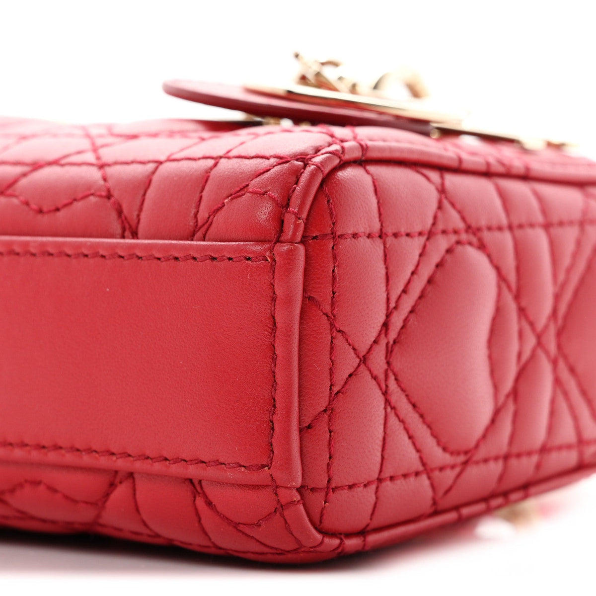 Lambskin Cannage Dioramour Micro Lady D-Joy Red AT My store