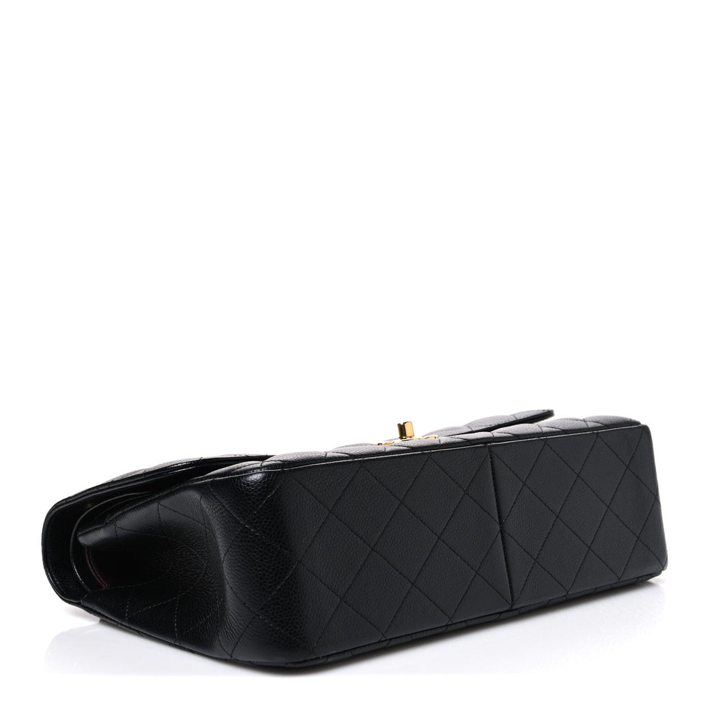 Caviar Quilted Jumbo Double Flap Black At My store