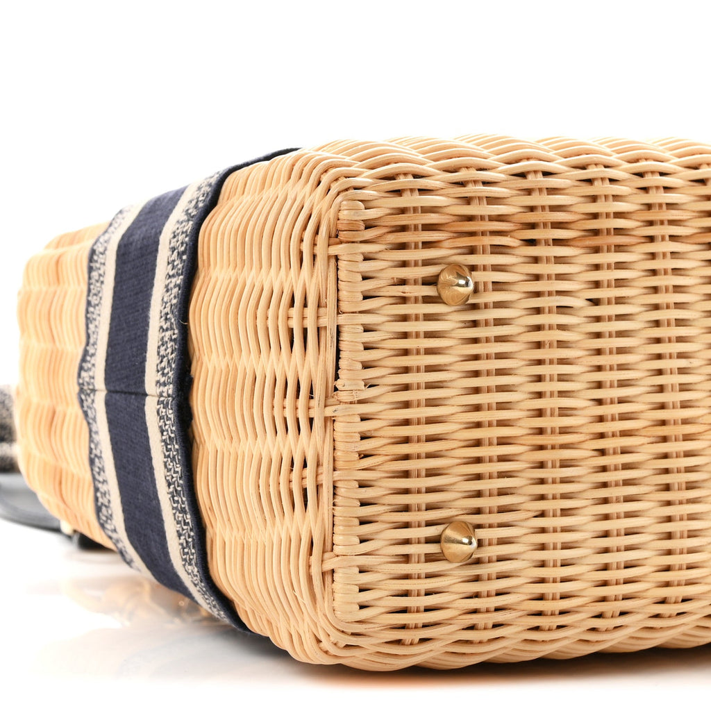 Wicker Oblique Medium Lady Dior Bag Blue AT My store