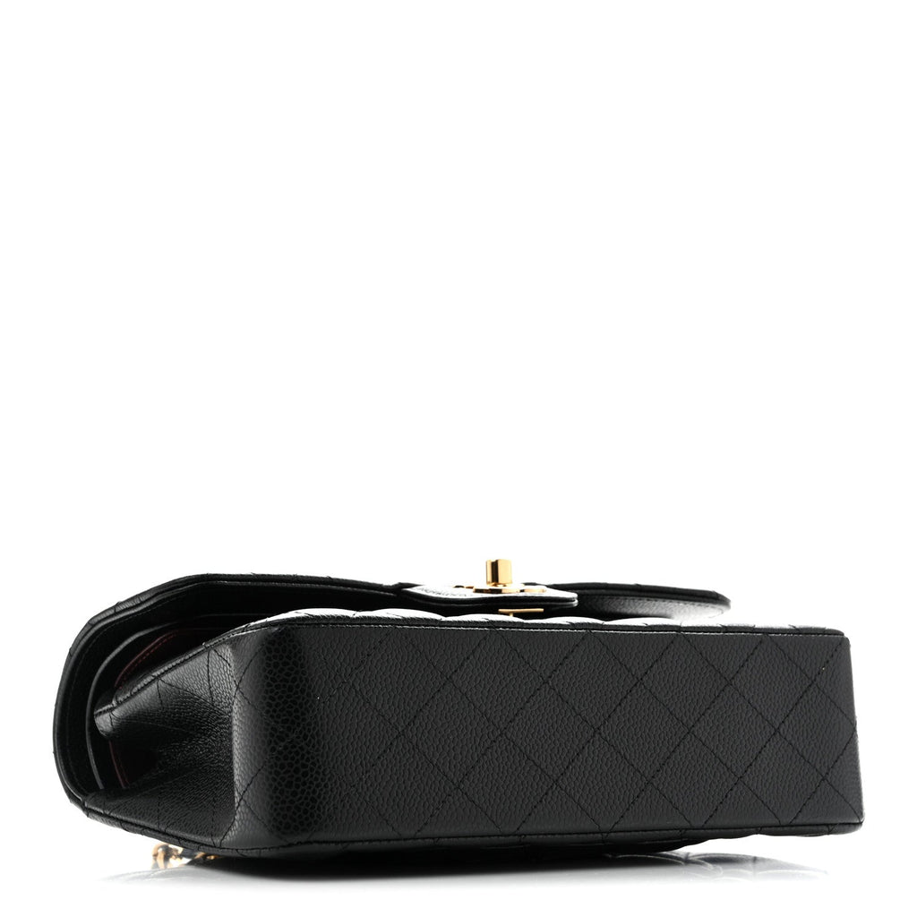 Caviar Quilted Small Double Flap Black At My store