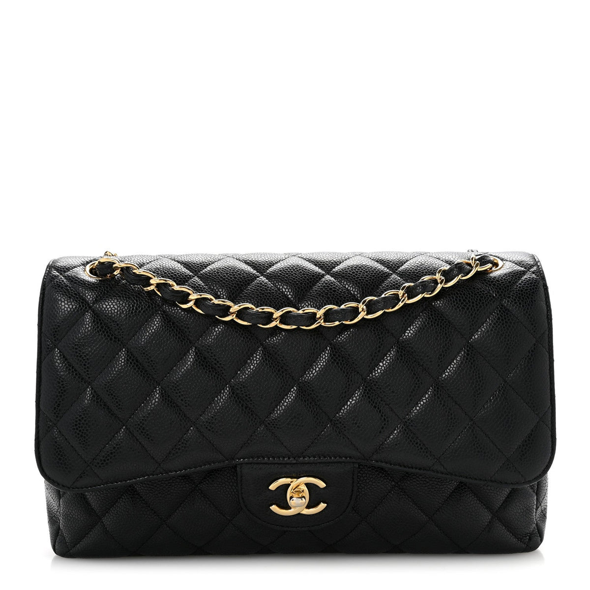 Caviar Quilted Jumbo Double Flap Black At My store