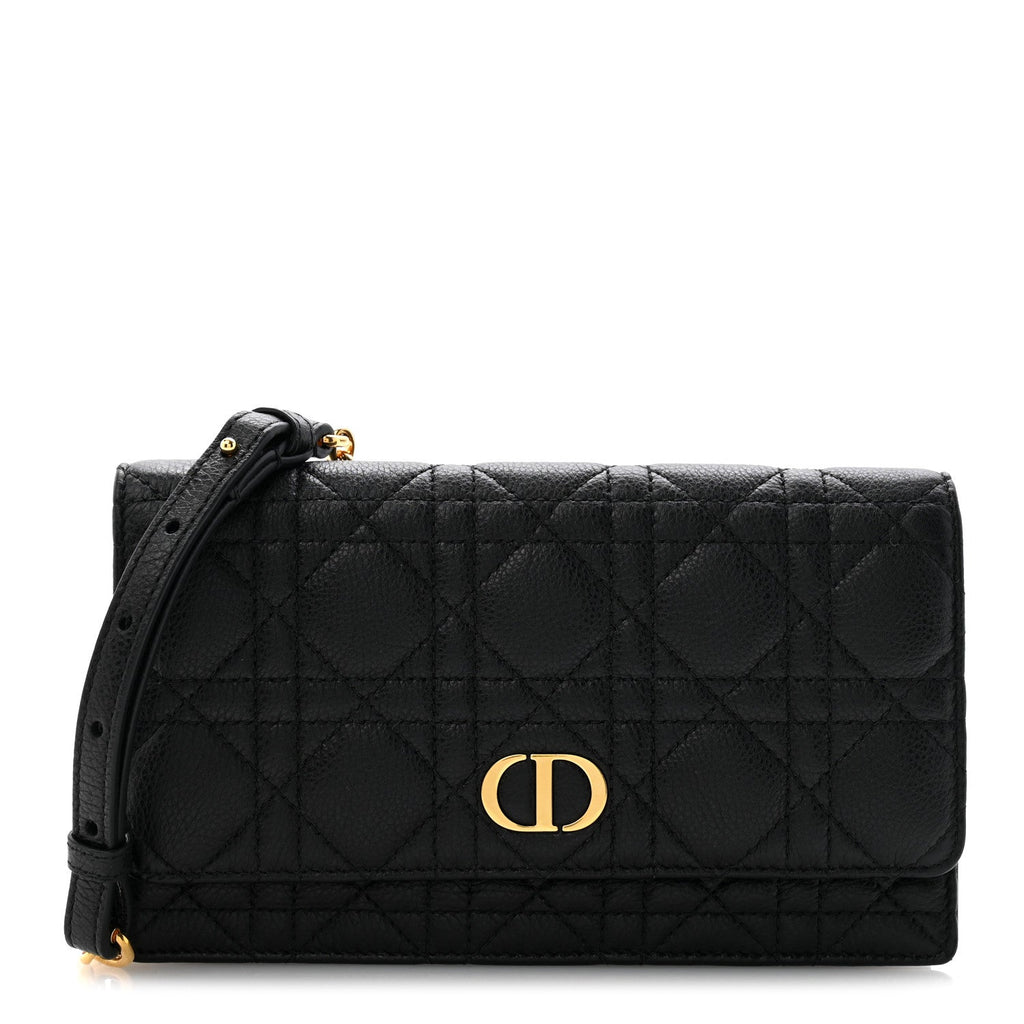 Supple Calfskin Cannage Caro Belt Pouch with Chain Black AT My store