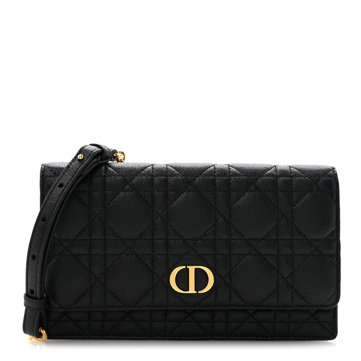 Supple Calfskin Cannage Caro Belt Pouch with Chain Black AT My store