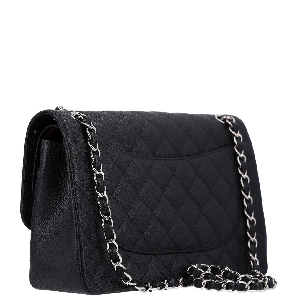 Caviar Quilted Jumbo Double Flap Black At My store