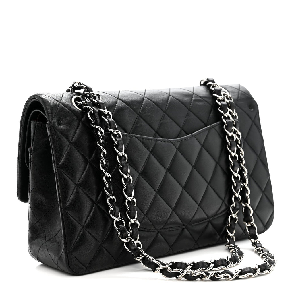 Lambskin Quilted Medium Double Flap Black At My store