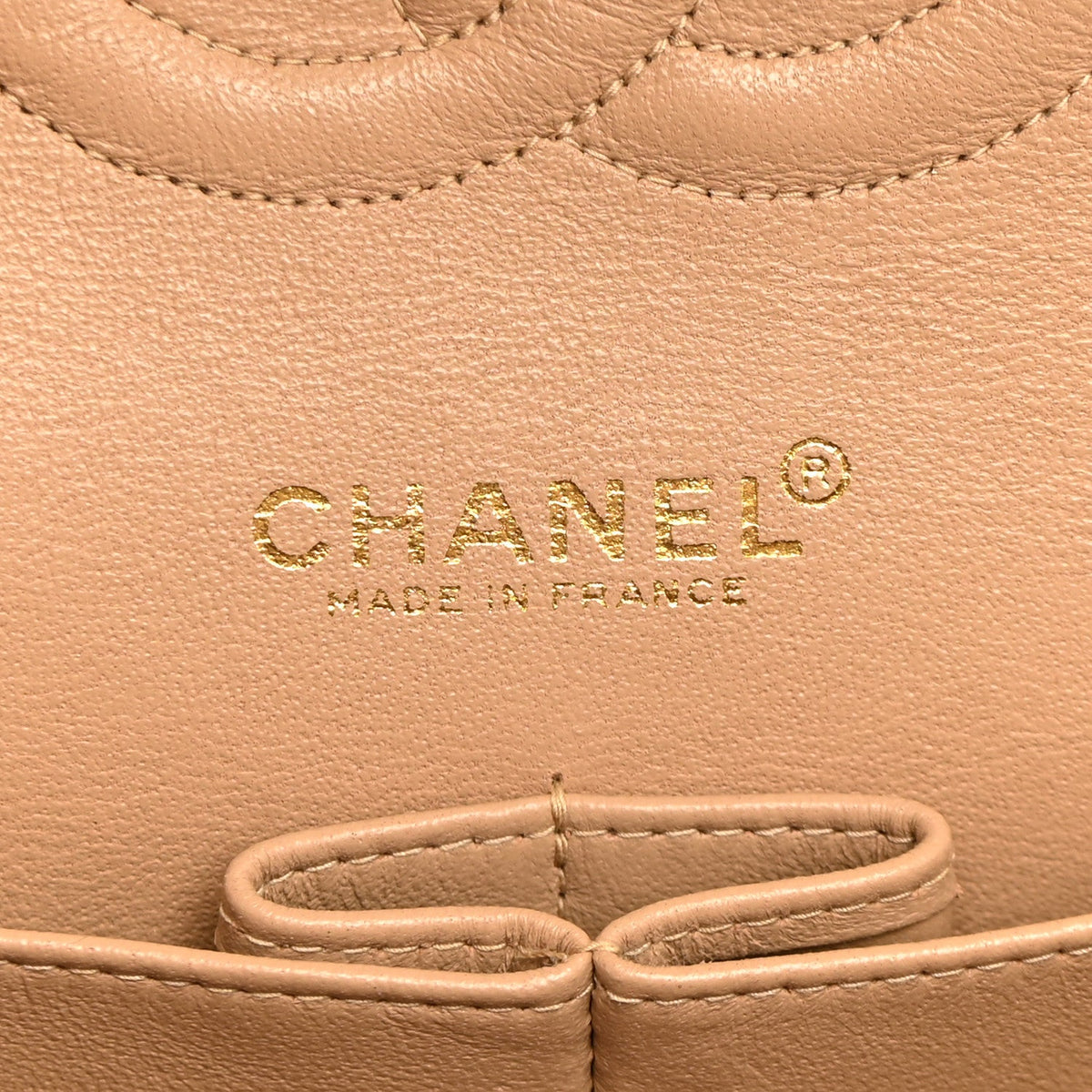 Lambskin Quilted Medium Double Flap Beige At My store