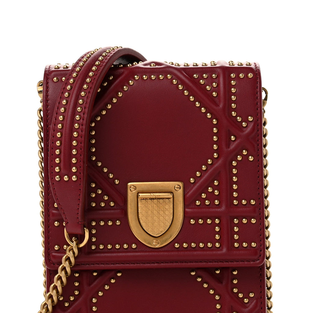 Lambskin Studded Vertical Diorama Spicy Red AT My store