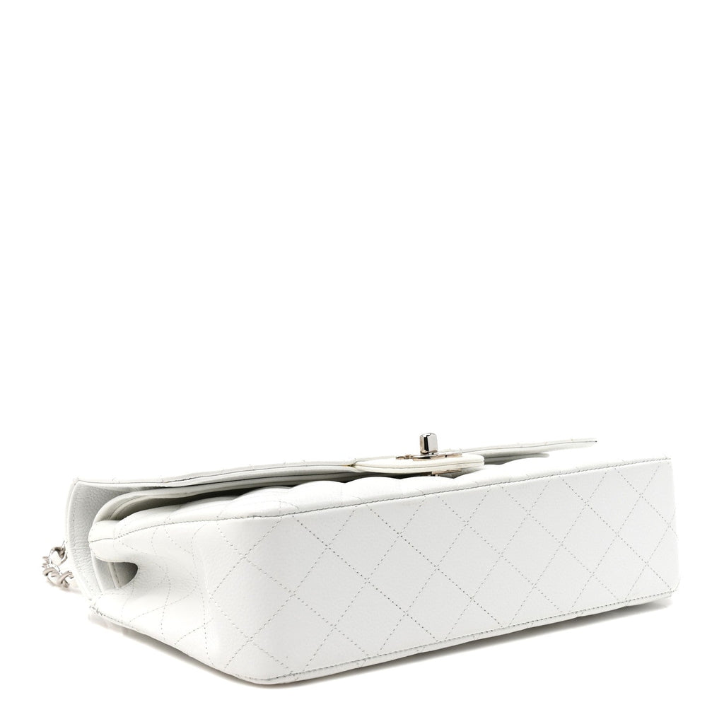 Caviar Quilted Medium Double Flap White At My store