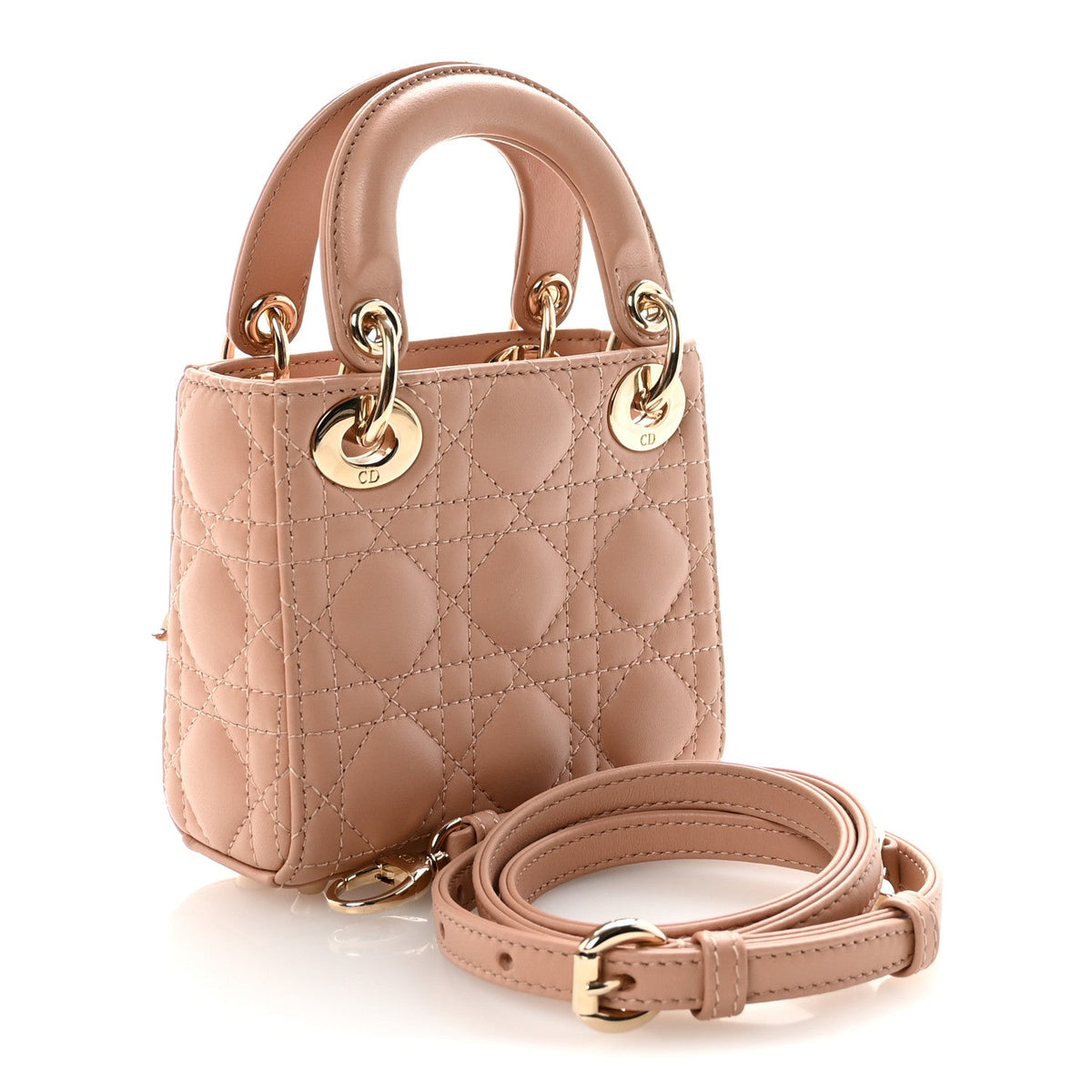 Lambskin Cannage Micro Lady Dior Rose Des Vents AT My store