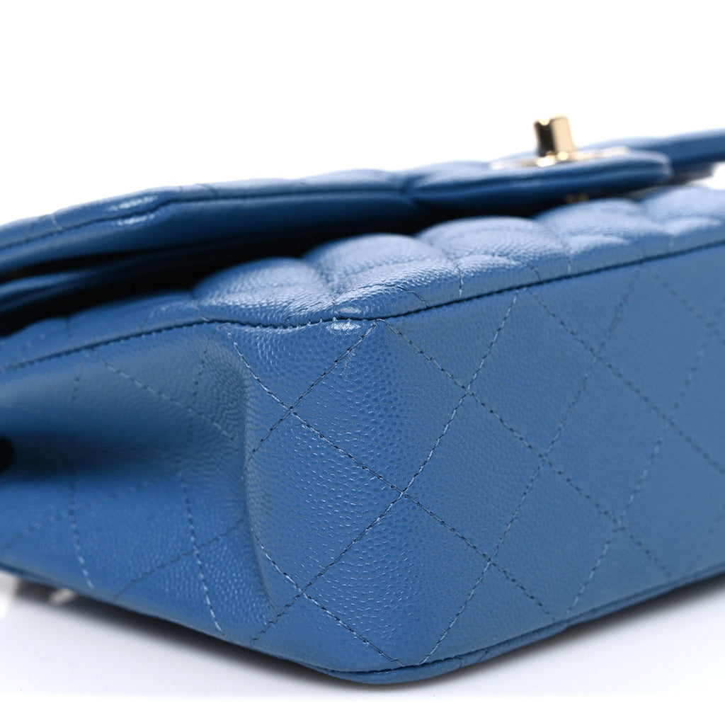 Caviar Quilted Medium Double Flap Blue At My store