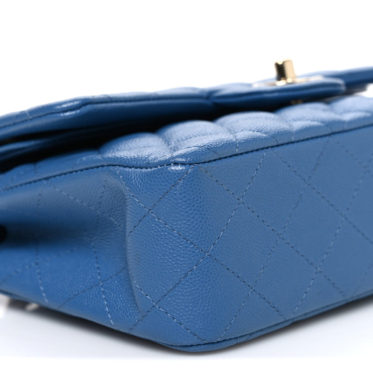 Caviar Quilted Medium Double Flap Blue At My store