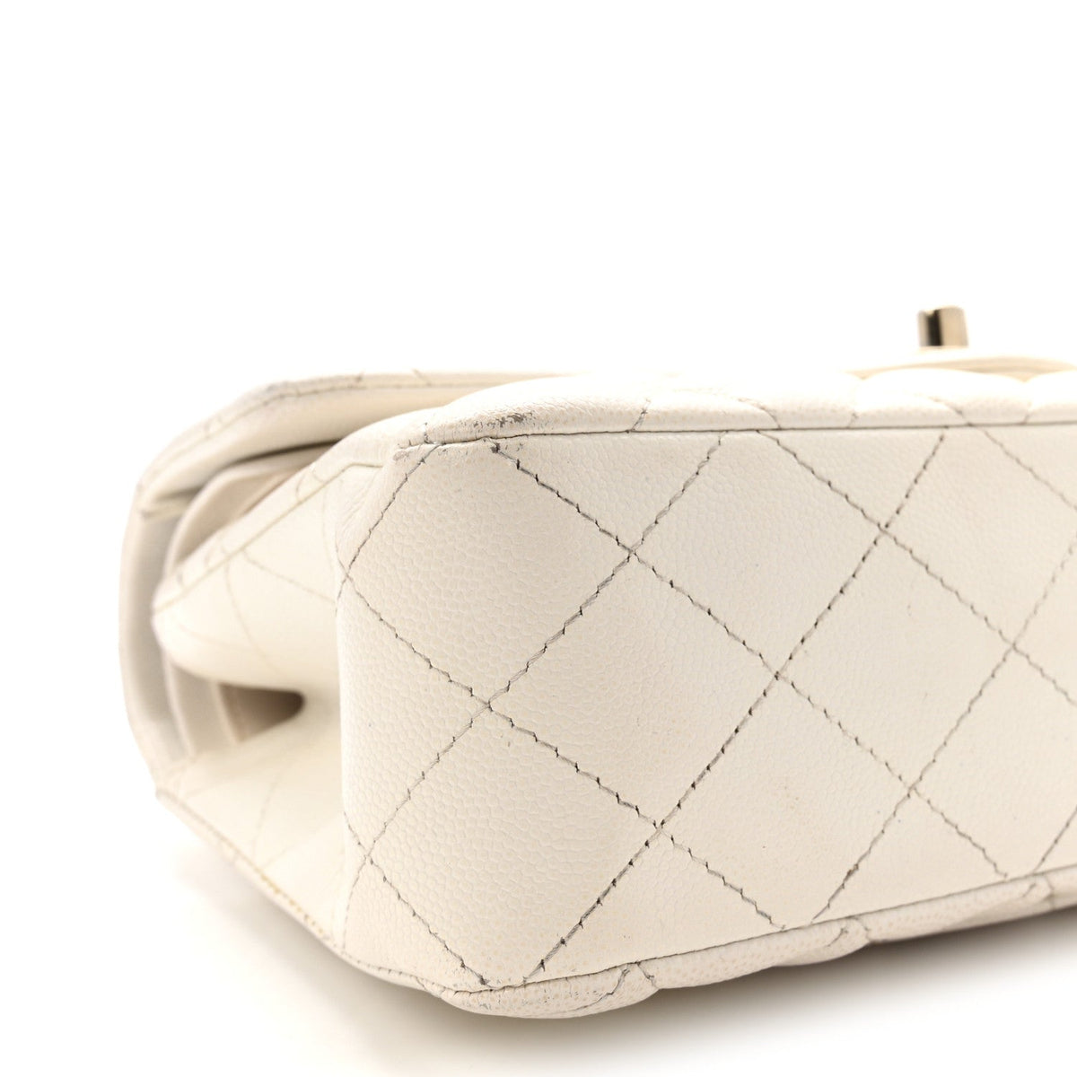 Caviar Quilted Small Double Flap White At My store