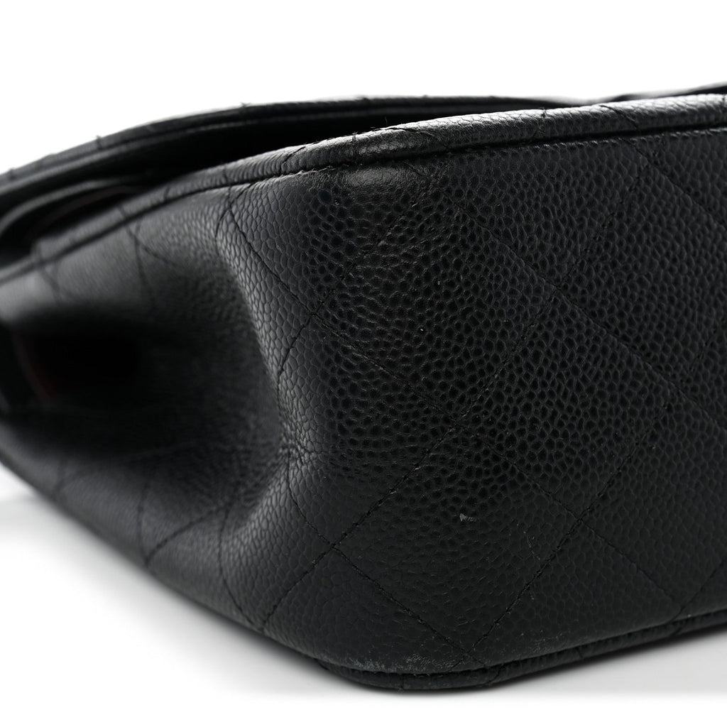 Caviar Quilted Jumbo Double Flap Black At My store