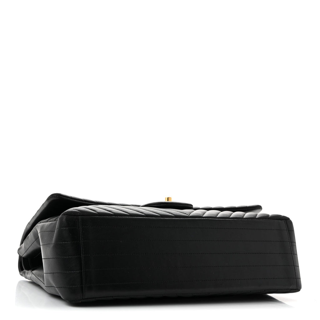 Lambskin Chevron Quilted Maxi Double Flap Black At My store