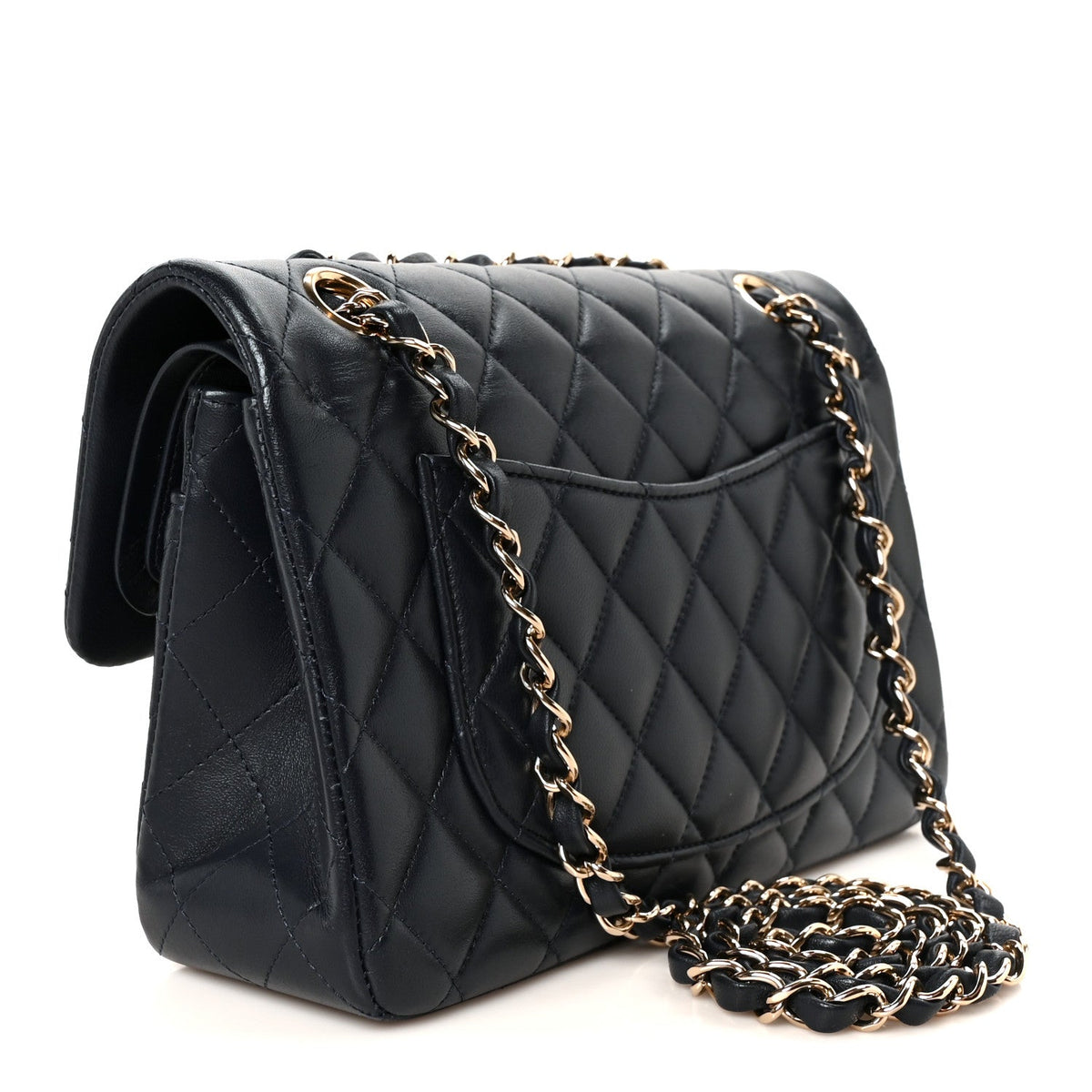 Lambskin Quilted Small Double Flap Navy At My store