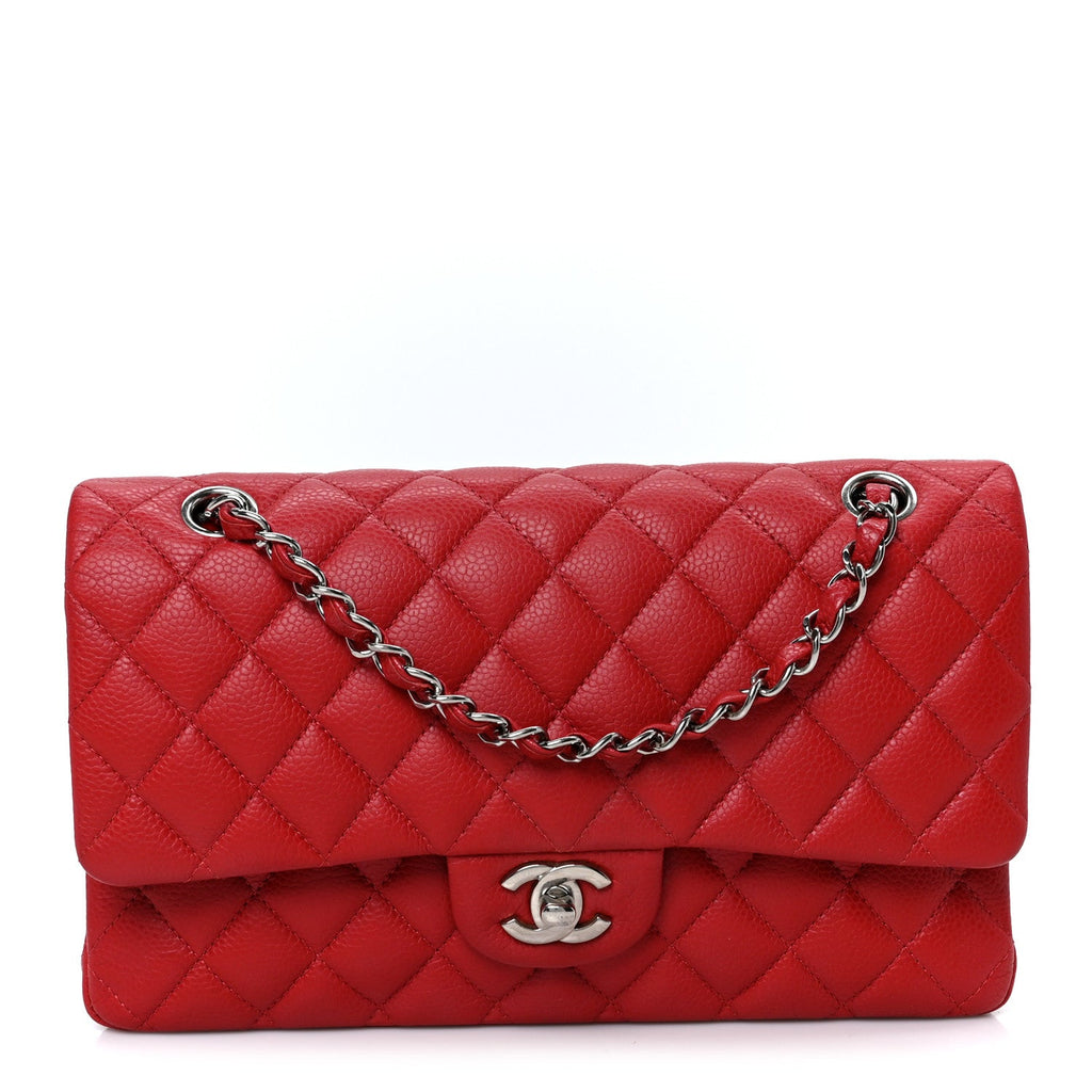 Caviar Quilted Medium Double Flap Red At My store