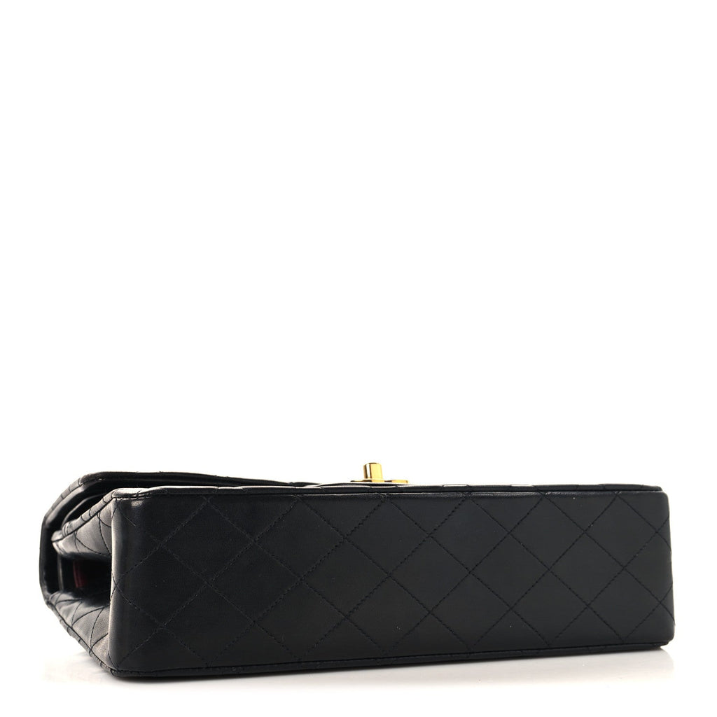 Lambskin Quilted Medium Double Flap Black At My store
