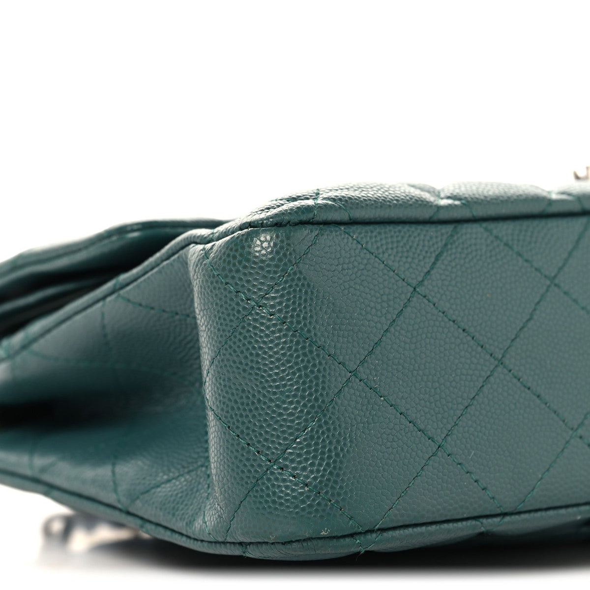 Caviar Quilted Medium Double Flap Green At My store