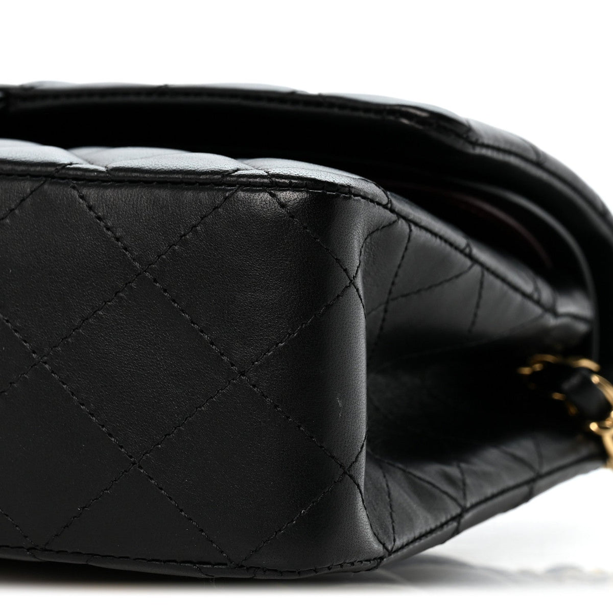 Lambskin Quilted Medium Double Flap Black At My store