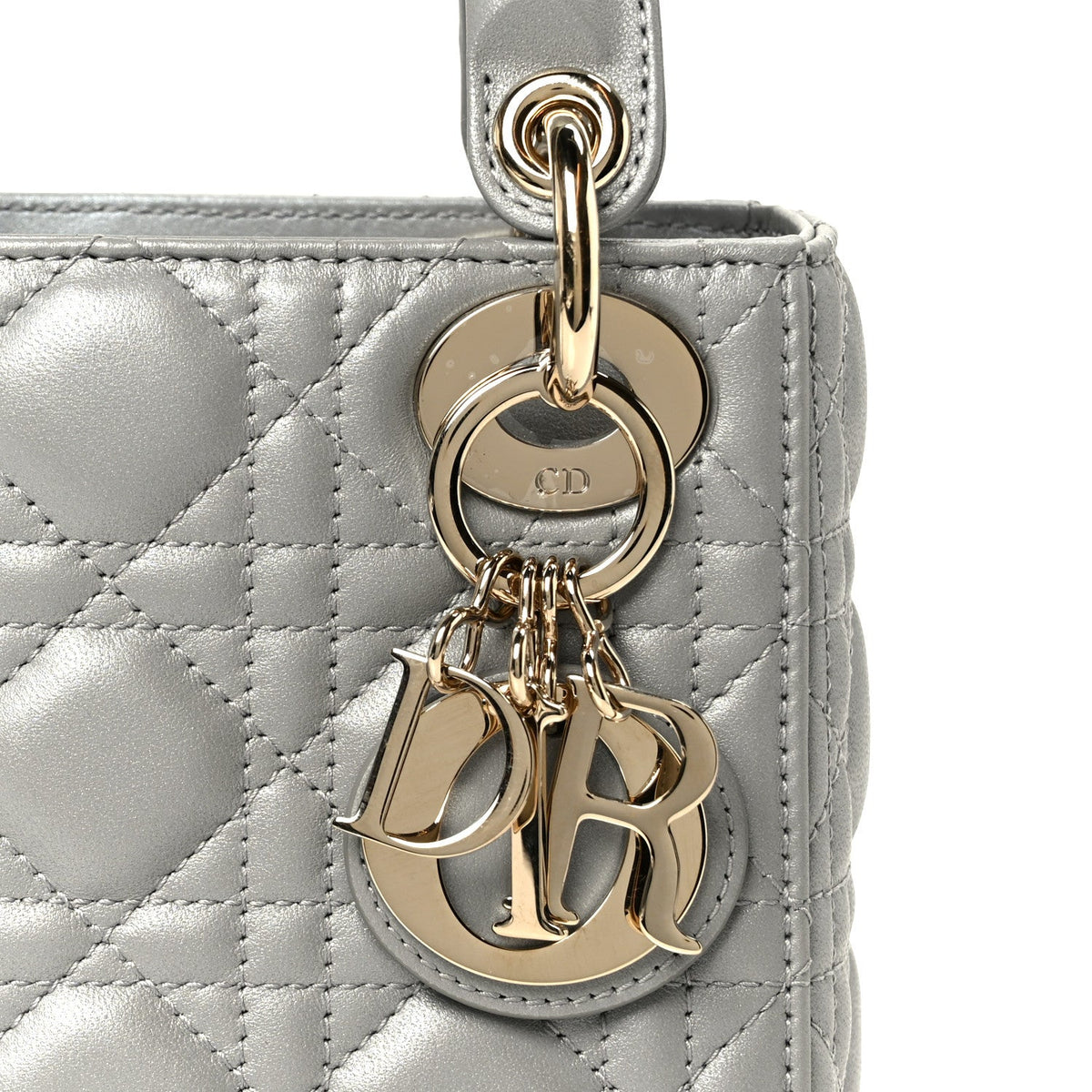 Metallic Lambskin Cannage Mini Lady Dior Grey AT My store