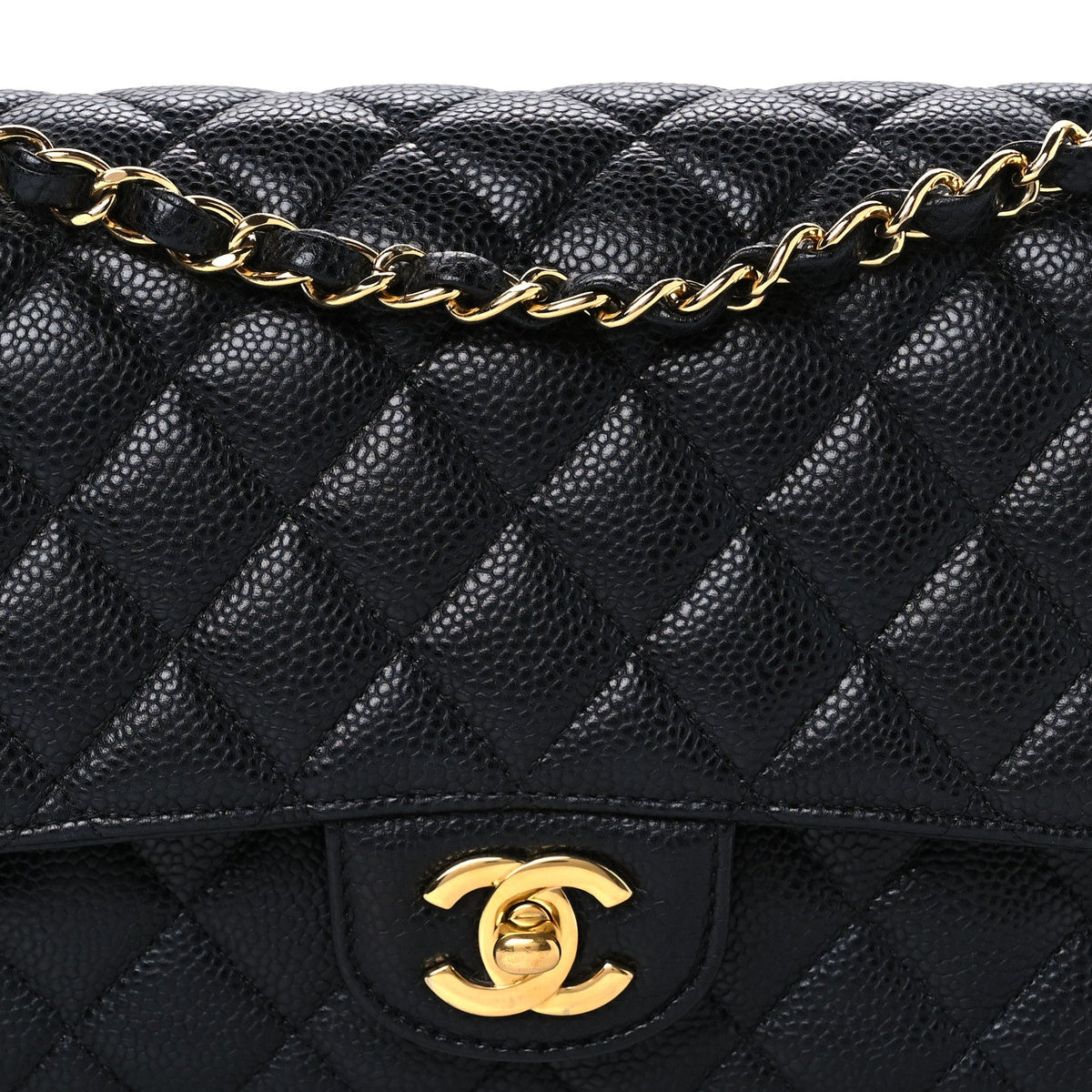 Caviar Quilted Medium Double Flap Black At My store