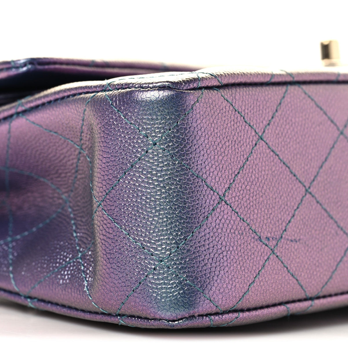 Iridescent Caviar Quilted Medium Double Flap Purple At My store