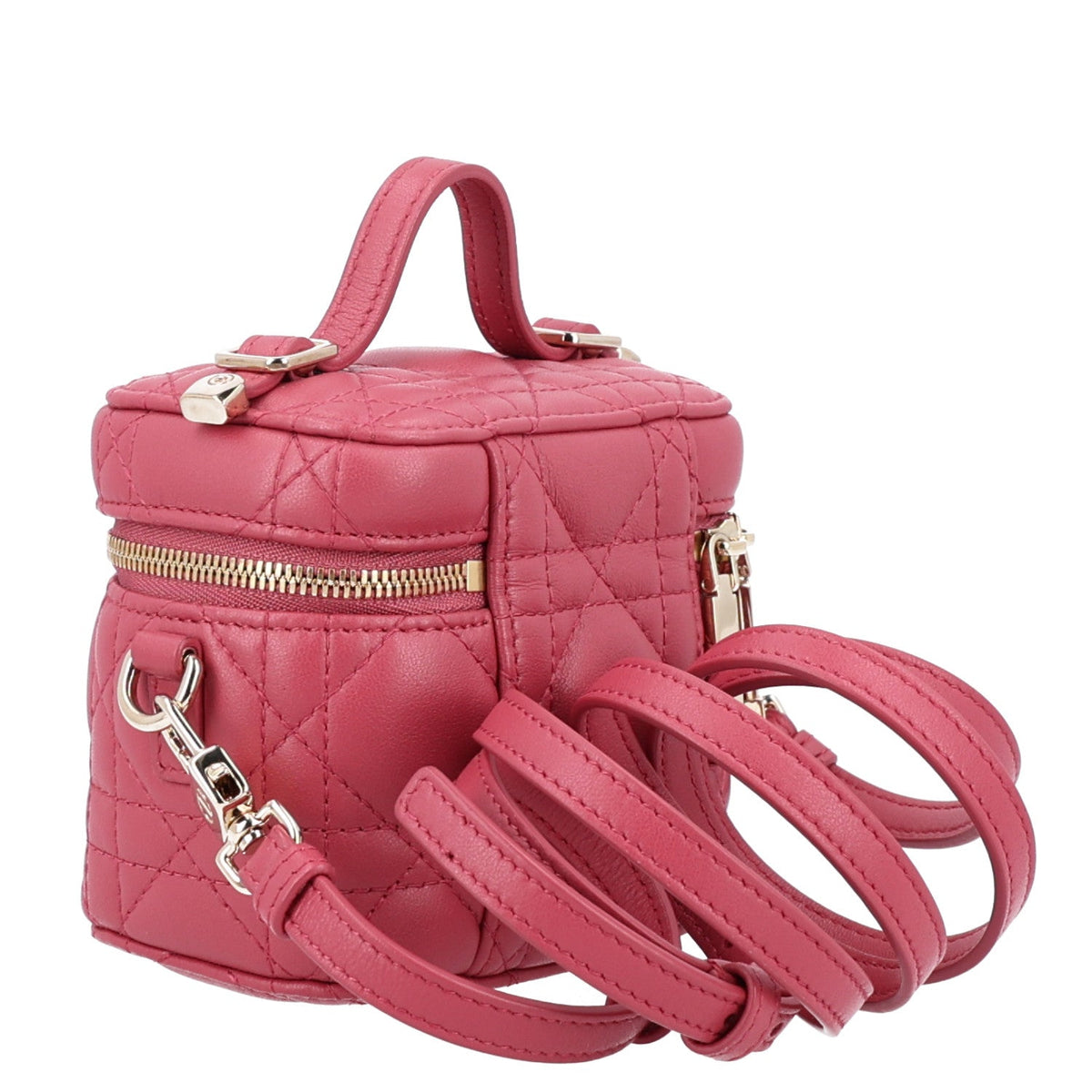 Lambskin Cannage Micro Vanity Case Strawberry Pink AT My store