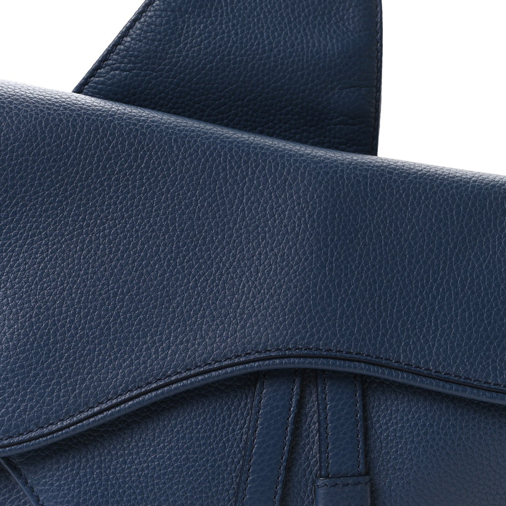 Grained Calfskin Mens Saddle Bag Navy Blue AT My store