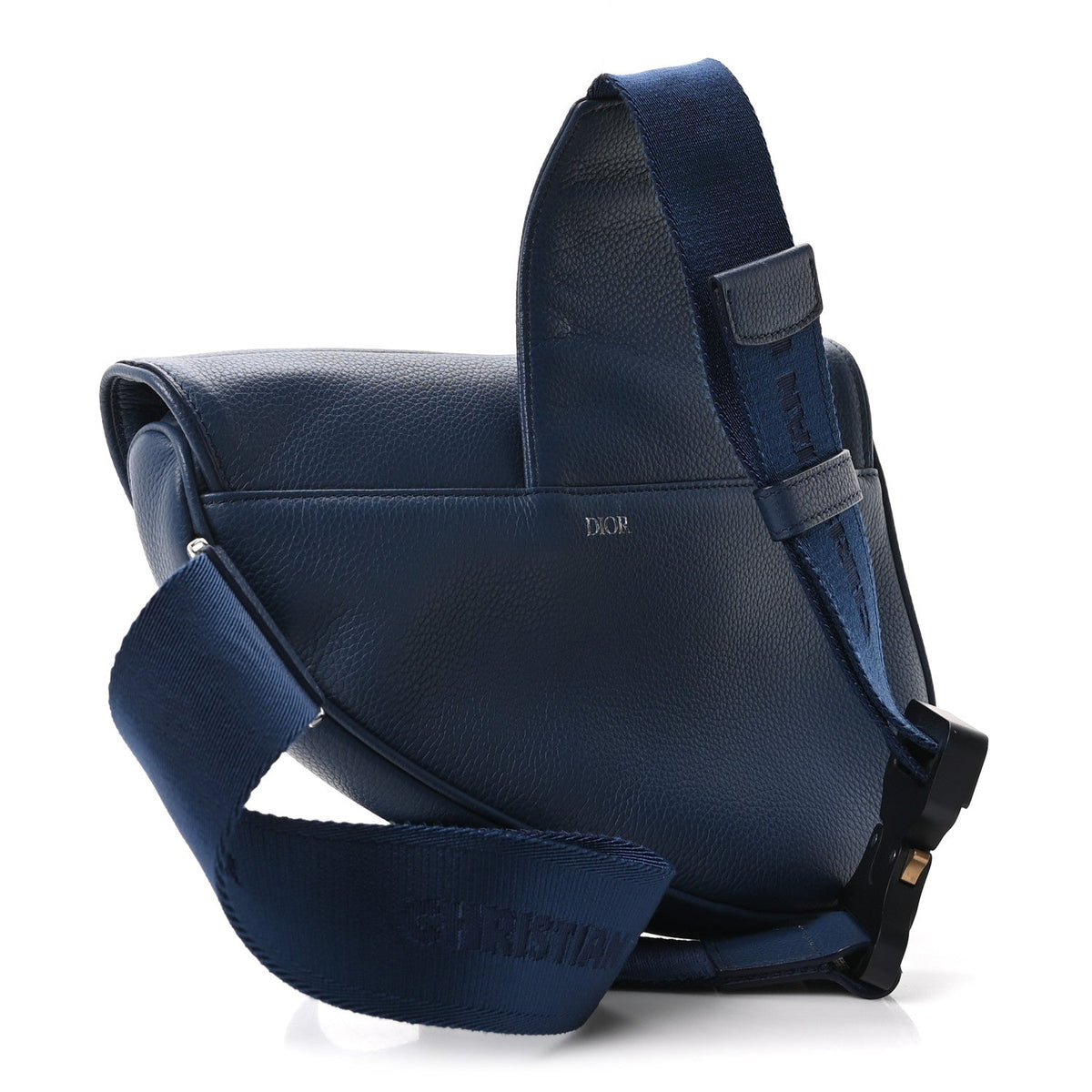 Grained Calfskin Mens Saddle Bag Navy Blue AT My store