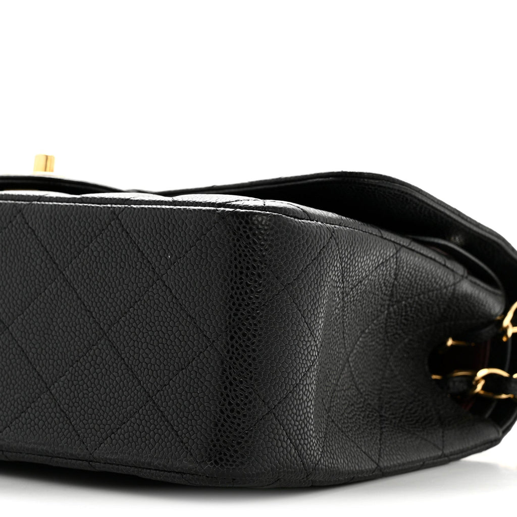 Caviar Quilted Jumbo Double Flap Black At My store