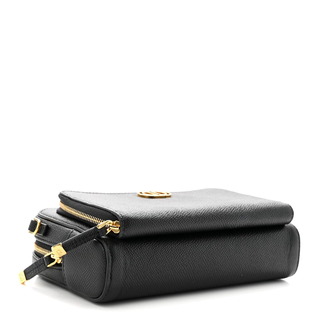 Grained Calfskin Caro Double Pouch Black AT My store