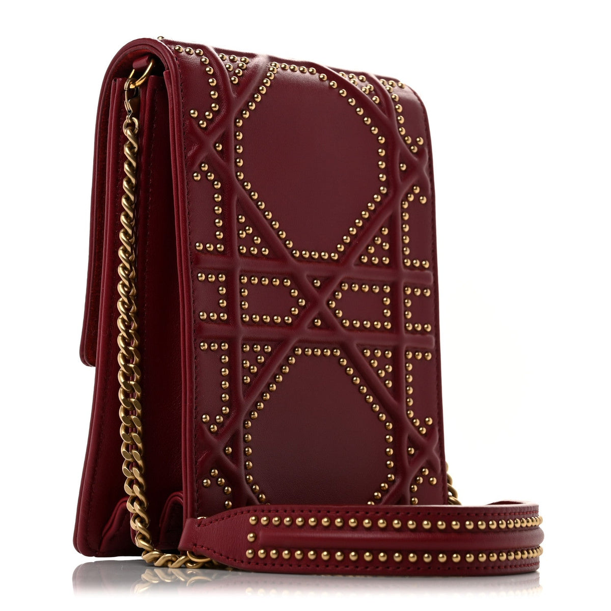 Lambskin Studded Vertical Diorama Spicy Red AT My store