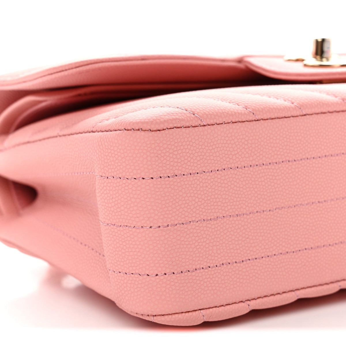 Caviar Chevron Quilted Small Double Flap Pink At My store