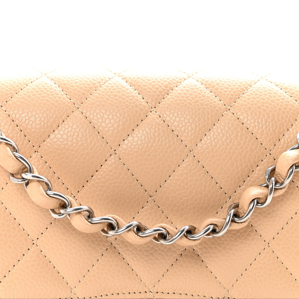 Caviar Quilted Medium Double Flap Beige At My store