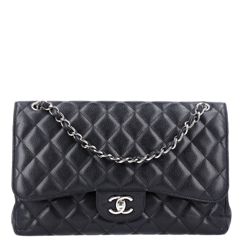 Caviar Quilted Jumbo Double Flap Black At My store