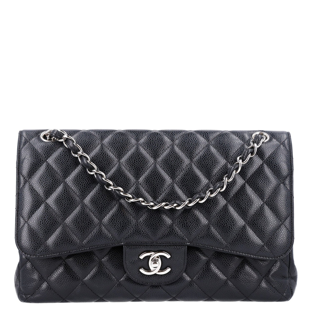 Caviar Quilted Jumbo Double Flap Black At My store