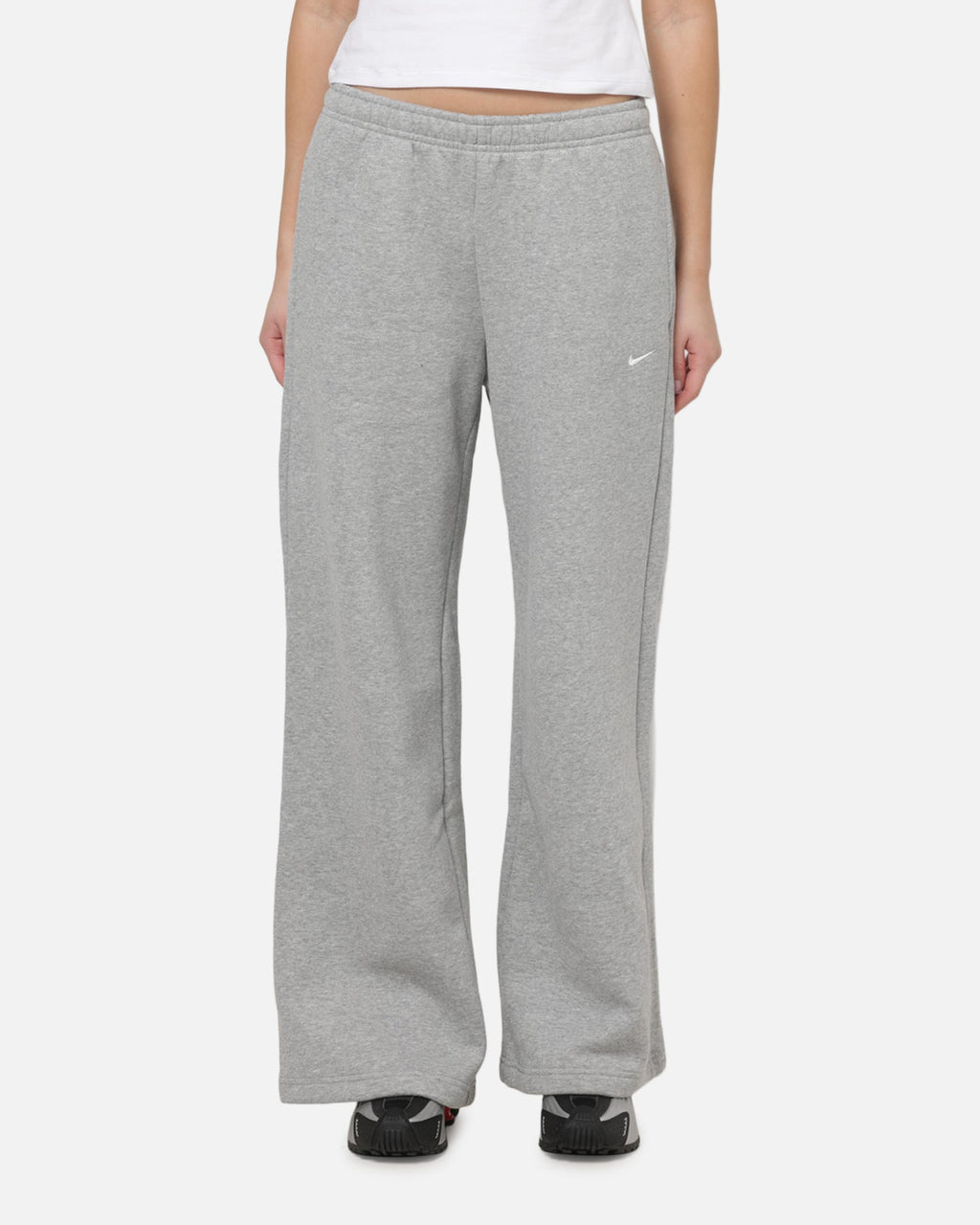 Top Seller Nike Women's Studio Fleece Medium Weight Mid-Rise Wide-Leg Pants Dark Grey Heather