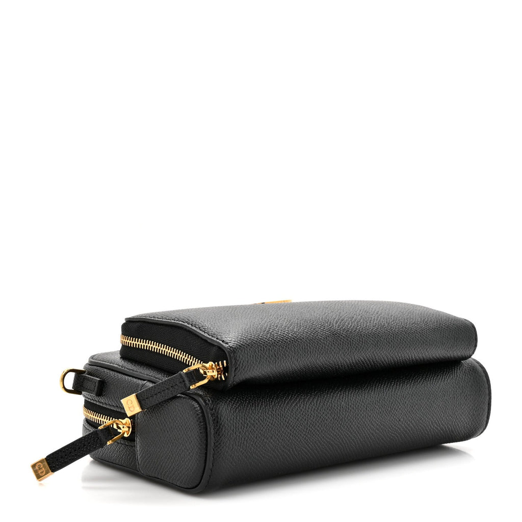 Grained Calfskin Caro Double Pouch Black AT My store