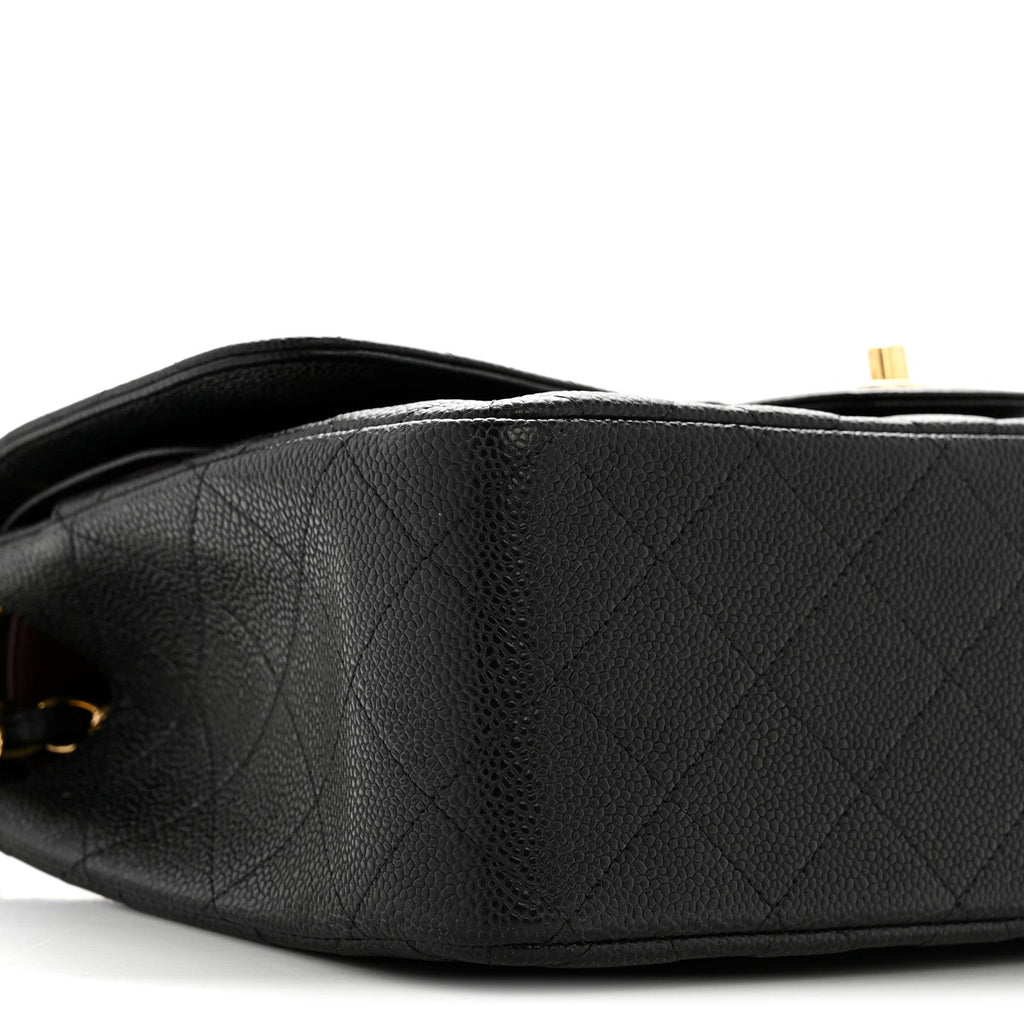 Caviar Quilted Jumbo Double Flap Black At My store