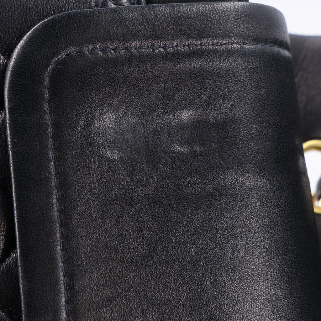 Lambskin Quilted Medium Double Flap Black At My store
