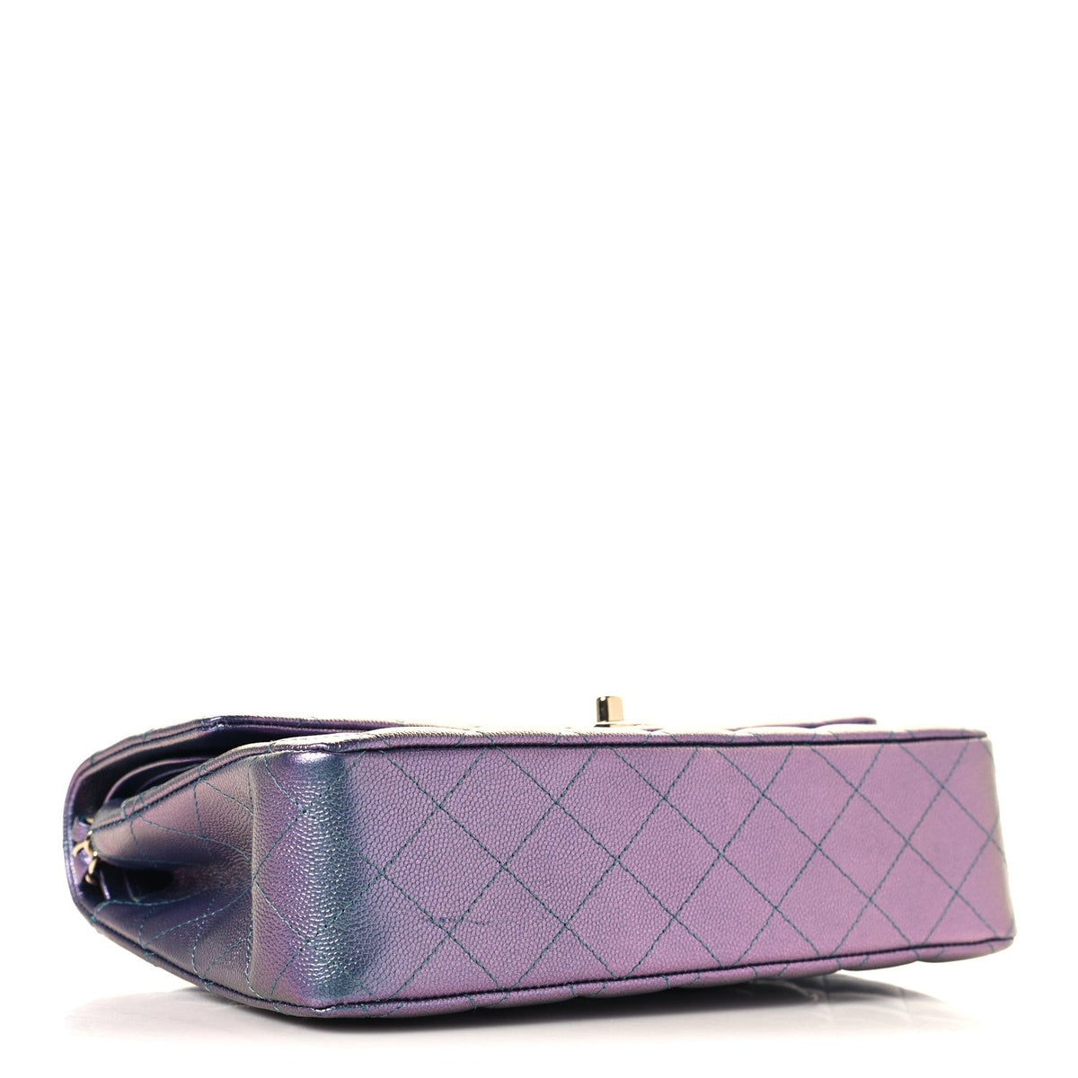 Iridescent Caviar Quilted Medium Double Flap Purple At My store