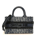 Denim Oblique Mini Book Tote With Strap Blue AT My store