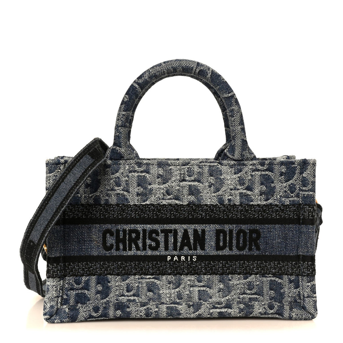 Denim Oblique Mini Book Tote With Strap Blue AT My store