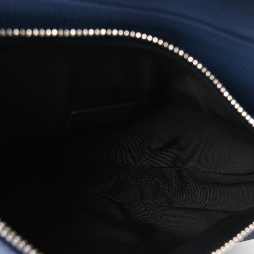 Grained Calfskin Mens Saddle Bag Navy Blue AT My store