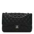 Caviar Quilted Jumbo Double Flap Black At My store