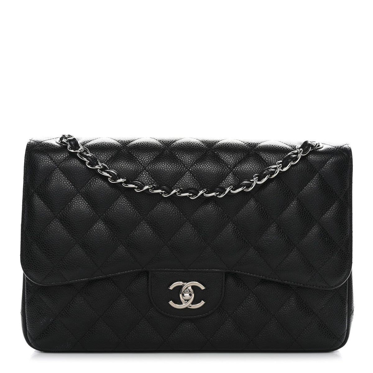Caviar Quilted Jumbo Double Flap Black At My store